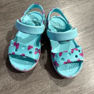 Kids Aqua Blue Sandals with Pink Butterfly Design